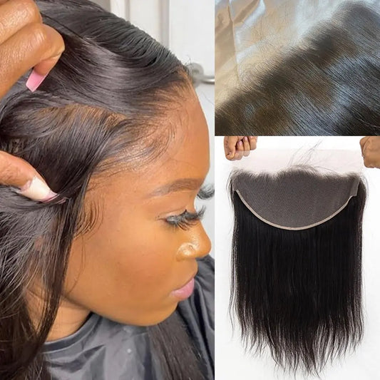 13x6 Swiss Lace Frontal - Bone Straight | #1B Natural Black