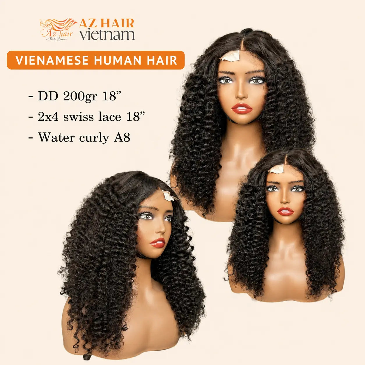 2x4 Lace Closure Wig 18 Inch Water Curly Swiss Lace