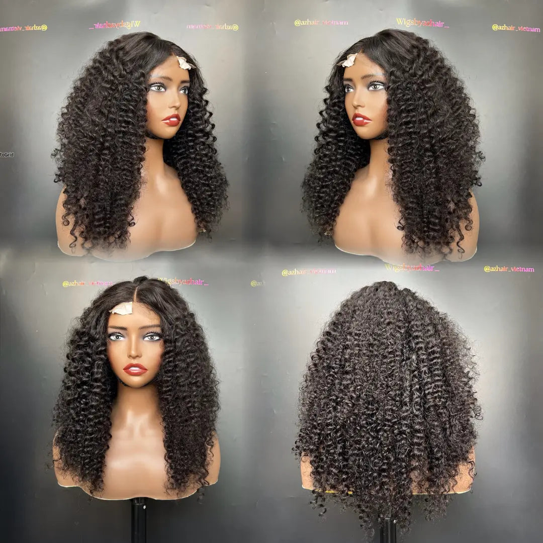 2x4 Lace Closure Wig 18 Inch Water Curly Swiss Lace