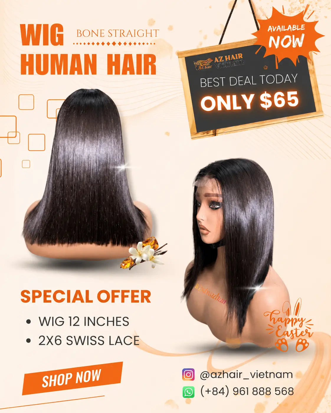 Pre-Made Wig - Swiss Lace Bone Straight | 100% Raw Vietnamese Hair AZ Hair Vietnam