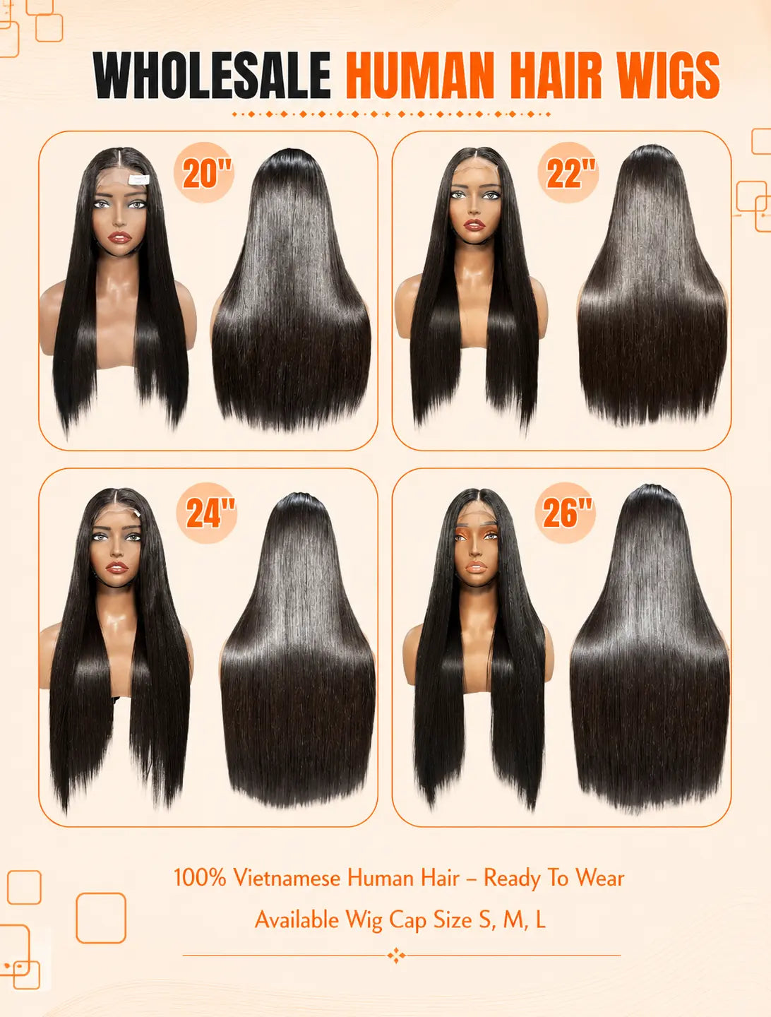 Pre-Made Wig - Swiss Lace Bone Straight | 100% Raw Vietnamese Hair AZ Hair Vietnam