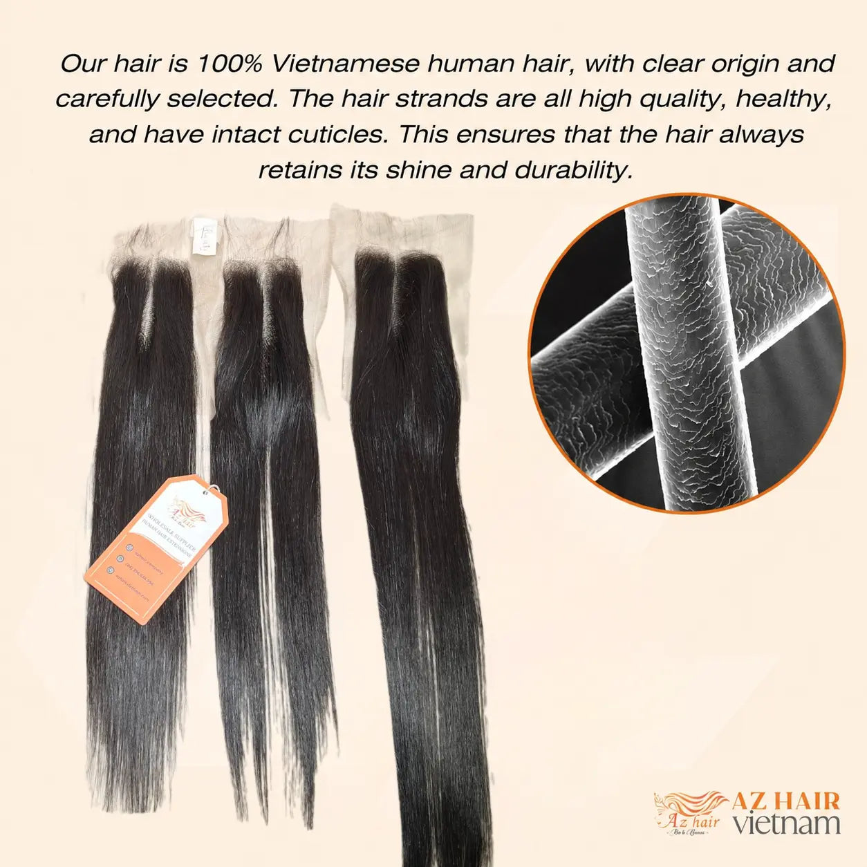 4x4 Swiss Lace Closure - Bone Straight | #1B Natural Black AZ Hair Vietnam
