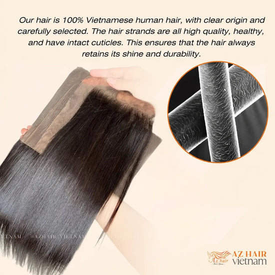 13x4 Swiss Lace Frontal - Bone Straight | #1B Natural Black AZ Hair Vietnam