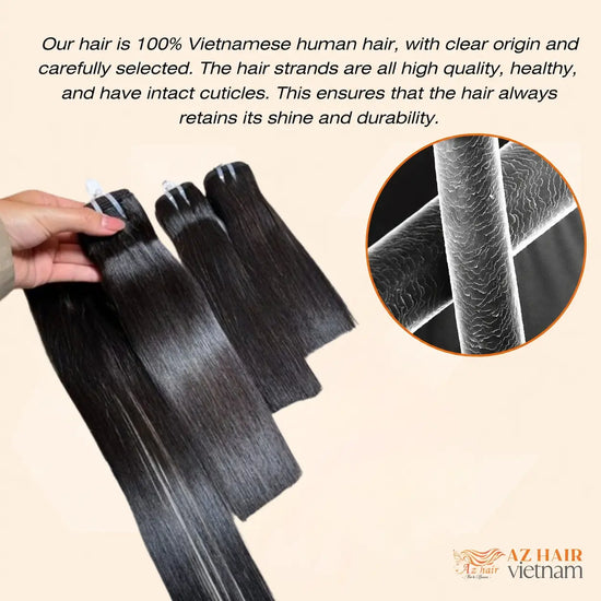 2 Bundles With 2x4 HD Lace Closure - Bone Straight | #1B Natural Black AZ Hair Vietnam