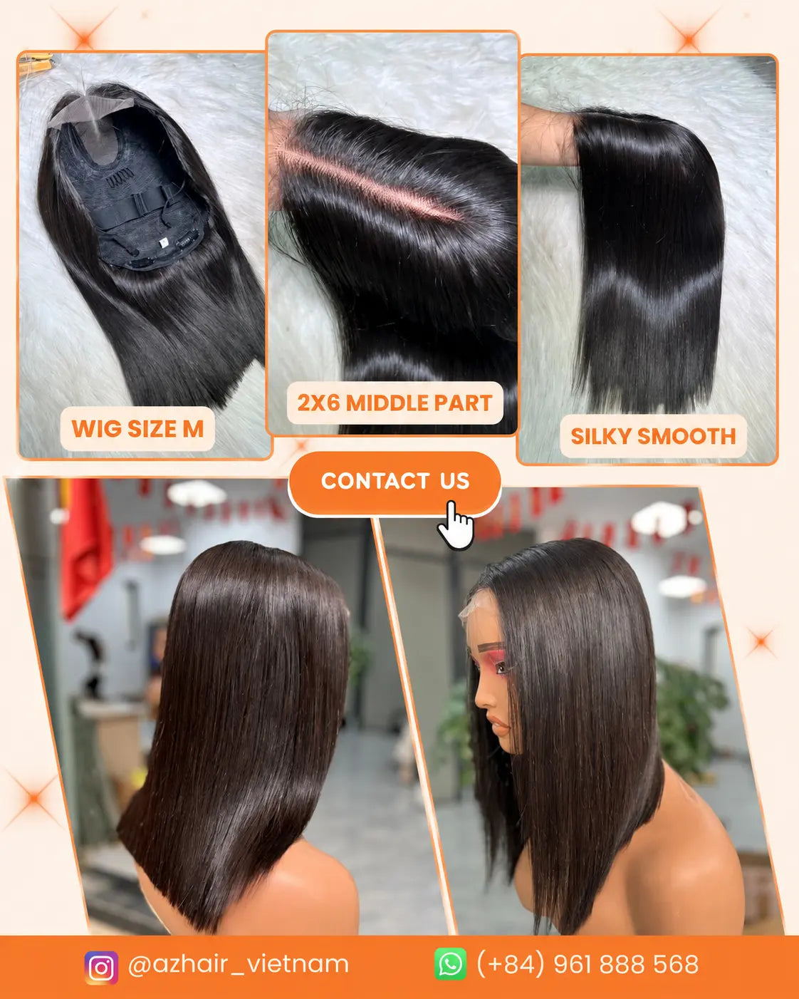 Pre-Made Wig - Swiss Lace Bone Straight | 100% Raw Vietnamese Hair AZ Hair Vietnam