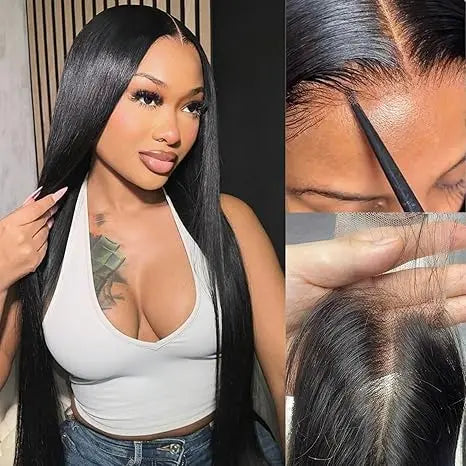 2 Bundles With 2x4 HD Lace Closure - Bone Straight | #1B Natural Black AZ Hair Vietnam