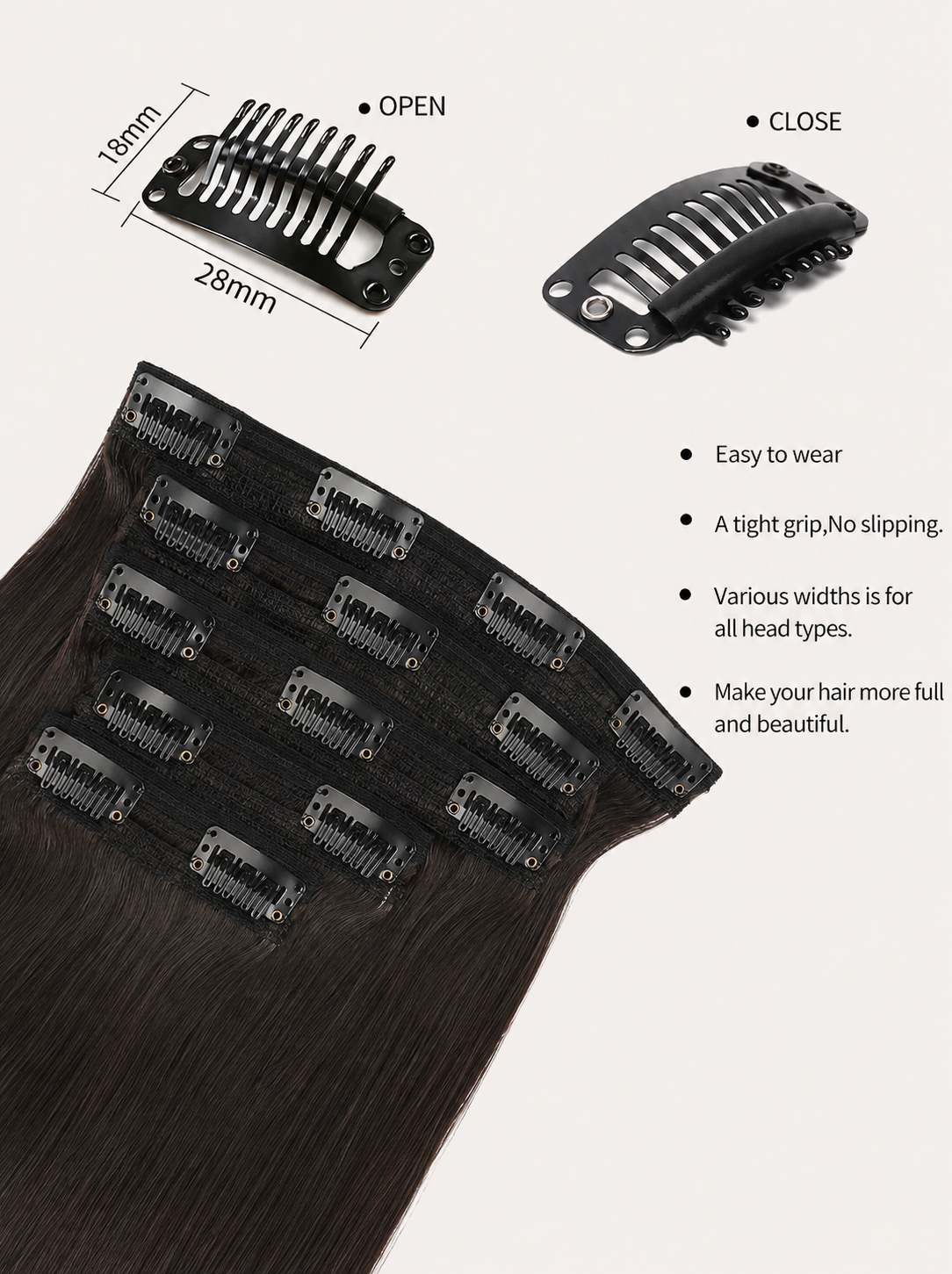 AZ Hair Regular Clip-In Hair 16-26 Inch 150g 1 Color Lace Detail