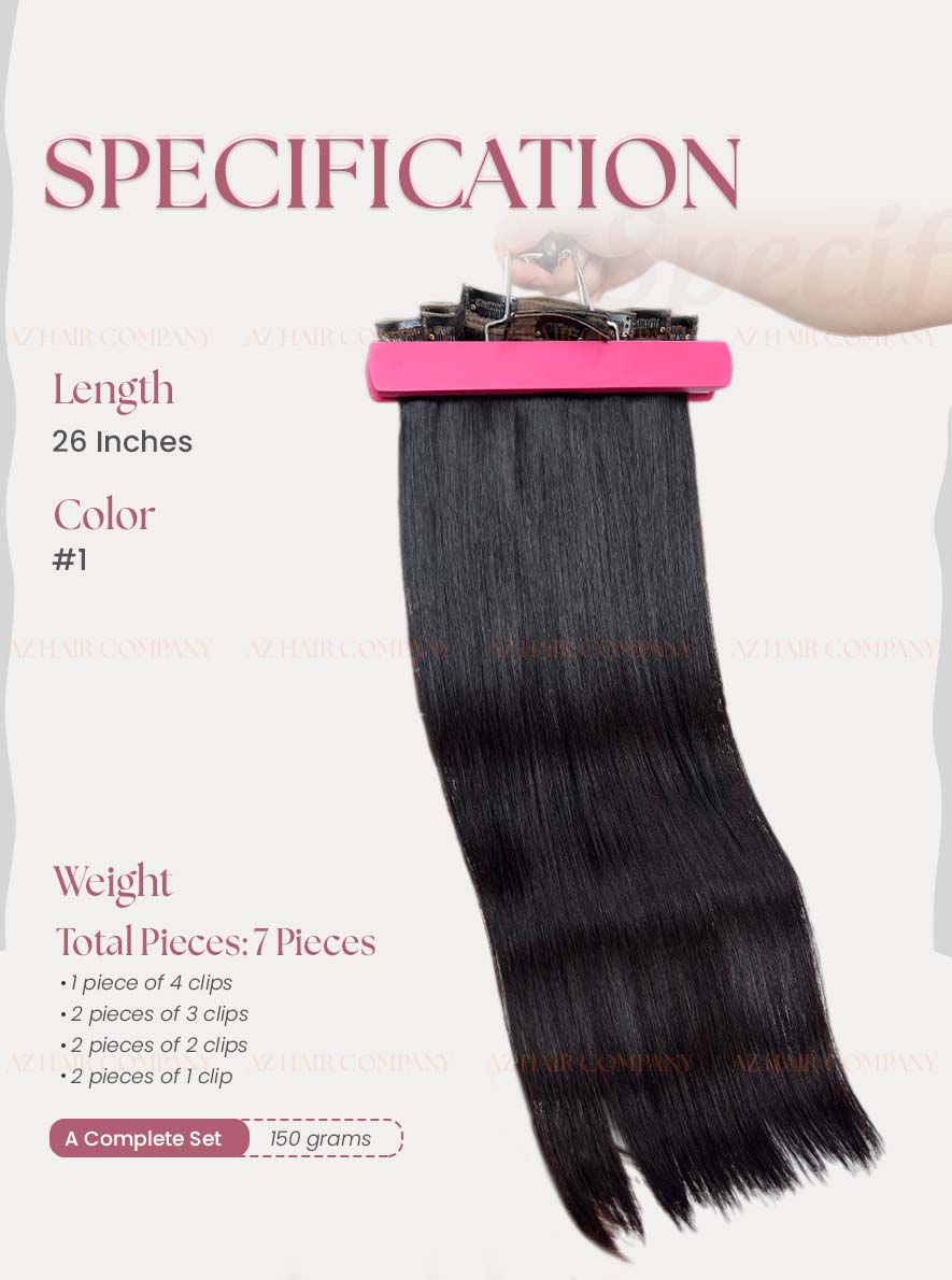 AZ Hair Regular Clip-In Hair 16-26 Inch 150g 1 Color