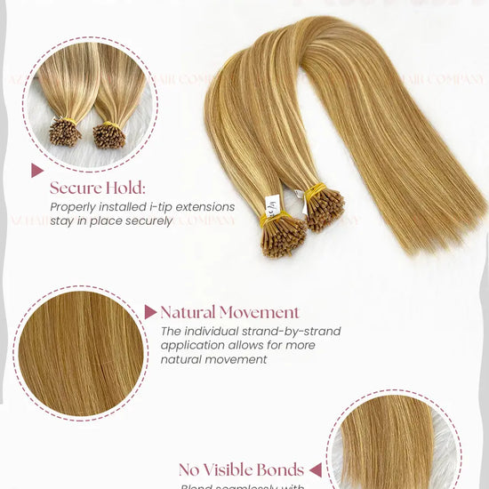 Light Blonde (#4ash/#60ash) I -Tip Hair Extensions 100g AZ Hair Factory