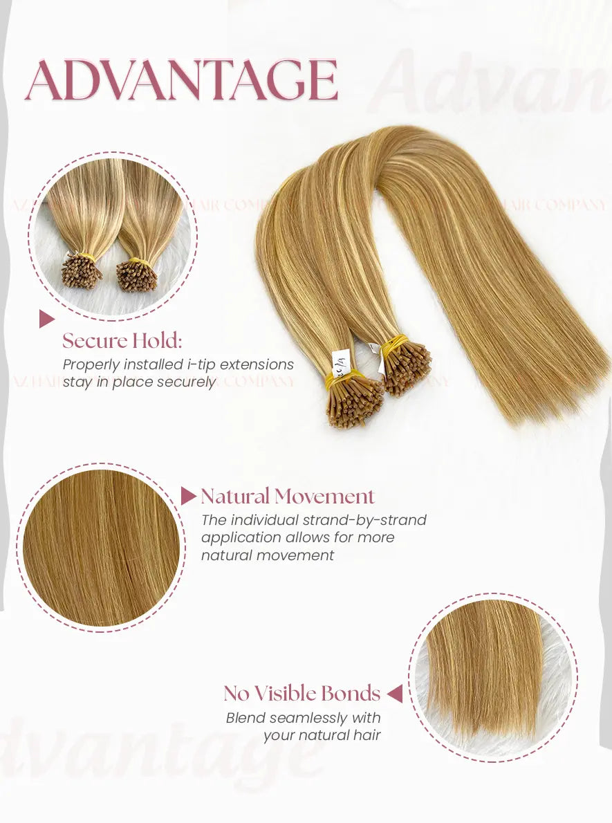 Light Blonde (#4ash/#60ash) I -Tip Hair Extensions 100g AZ Hair Factory