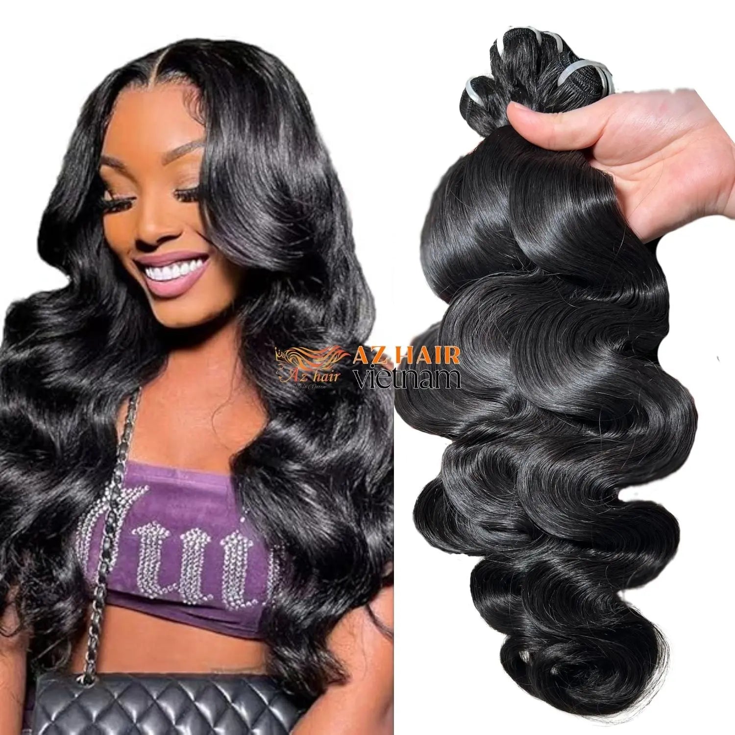 3 Bundles Body Wave - Raw Vietnamese Hair | #1B Natural Black AZ Hair Vietnam