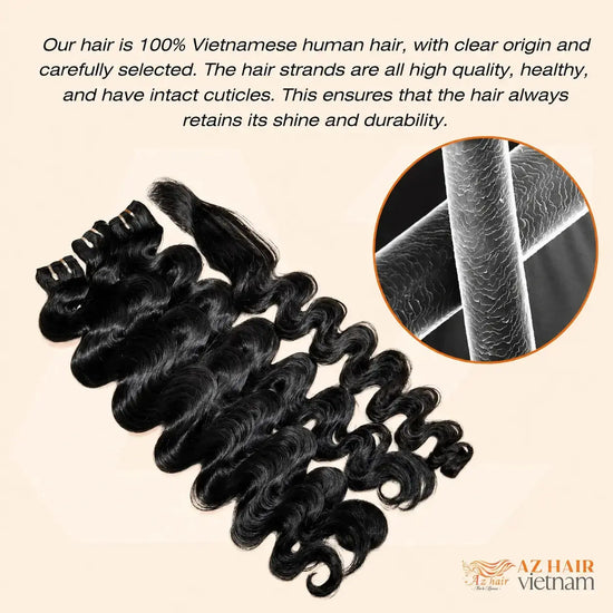 Combo Body Wavy Bundles - Raw Vietnamese Hair | #1B Natural Black Texture