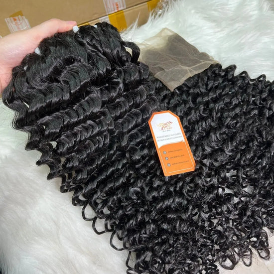 Deep Wave Bundles - Raw Vietnamese Hair | #1B Natural Black AZ Hair Vietnam  Weft