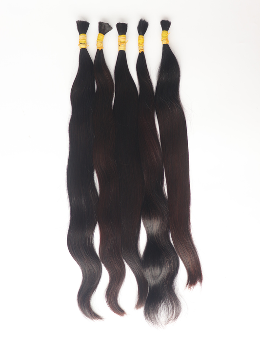 Jet Black (#1) Bulk One Single Donor Hair Extensions 100g