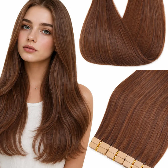 Light Brown (#3) Regular Tape In Hair Extensions 100g AZ Hair Factory