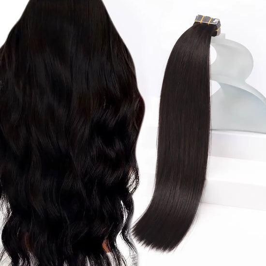 Natural Black (#1B) Regular Tape In Hair Extensions 100g AZ Hair Factory