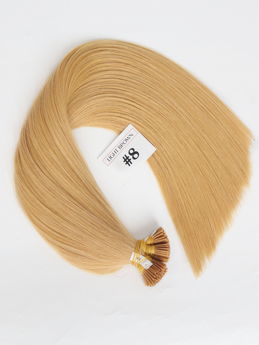 Light Brown (#8) I Tip Hair Extensions 100g
