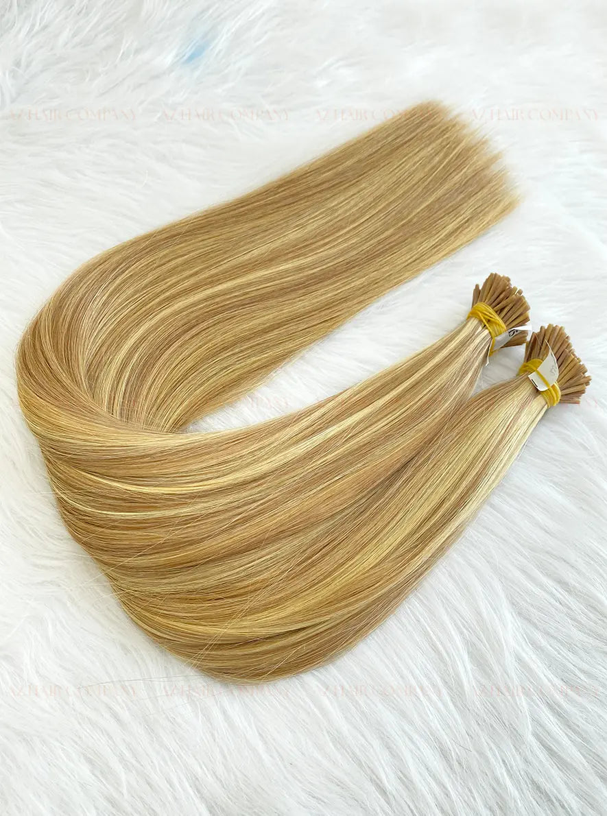 Light Blonde (#4ash/#60ash) I -Tip Hair Extensions 100g AZ Hair Factory