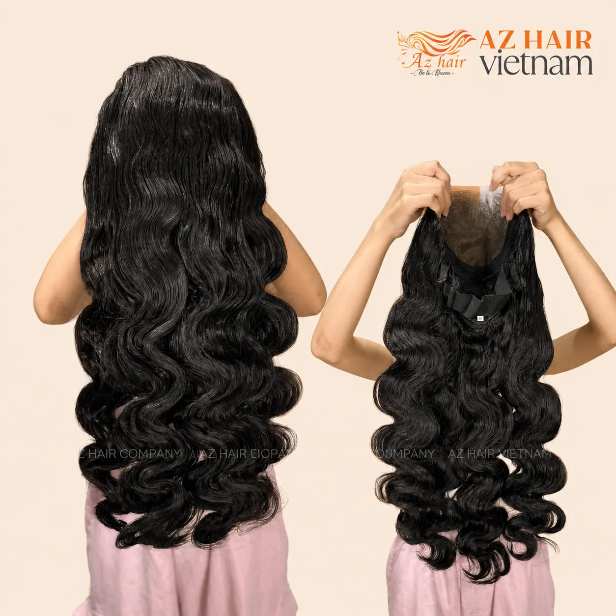 Long Wigs - 5x5 Lace Closure Wig 22 inch Body Wavy HD Lace #1B Natural Black Lace Detail