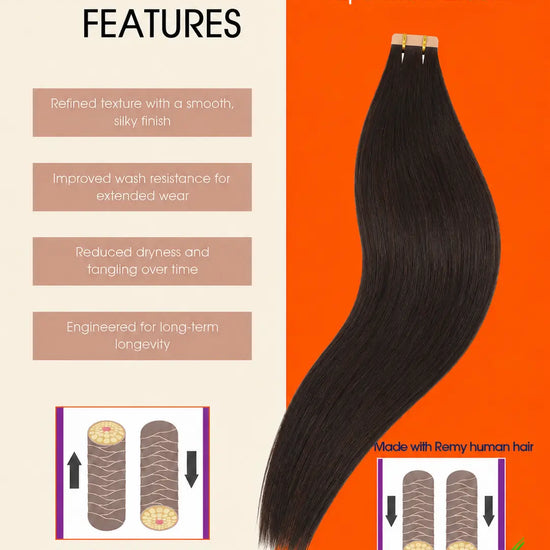 Natural Black (#1B) Regular Tape In Hair Extensions 100g AZ Hair Factory