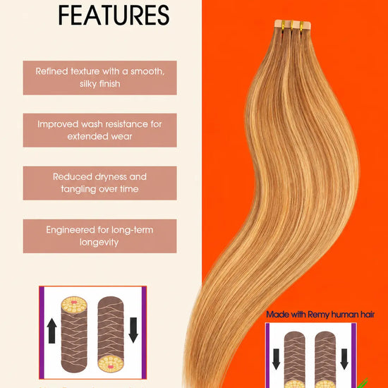 Highlight (#22C/#4) Regular Tape In Hair Extensions 100g AZ Hair Factory