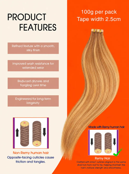 Highlight (#22C/#4) Regular Tape In Hair Extensions 100g AZ Hair Factory