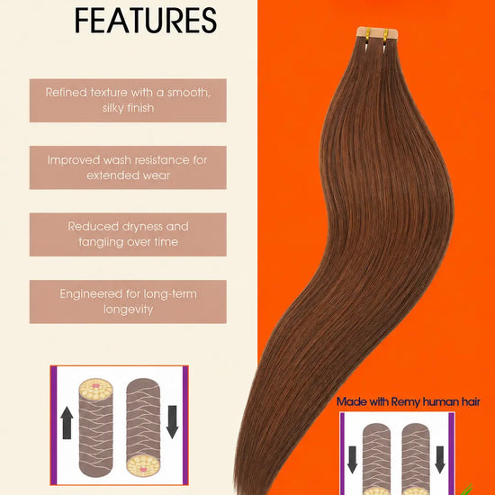 Light Brown (#3) Regular Tape In Hair Extensions 100g AZ Hair Factory