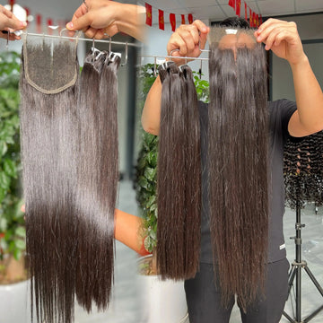 Raw Vietnamese Straight Hair Bundle with 5x5 HD Lace Closure Hero