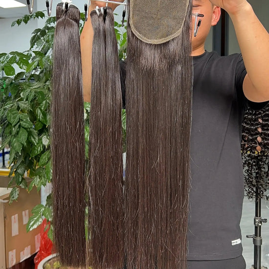 Raw Vietnamese Straight Hair Bundle with 5x5 HD Lace Closure