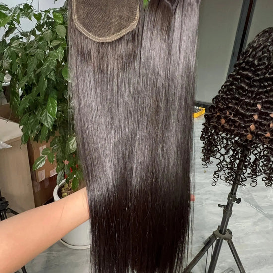 Raw Vietnamese Straight Hair Bundle with 5x5 HD Lace Closure lace detail