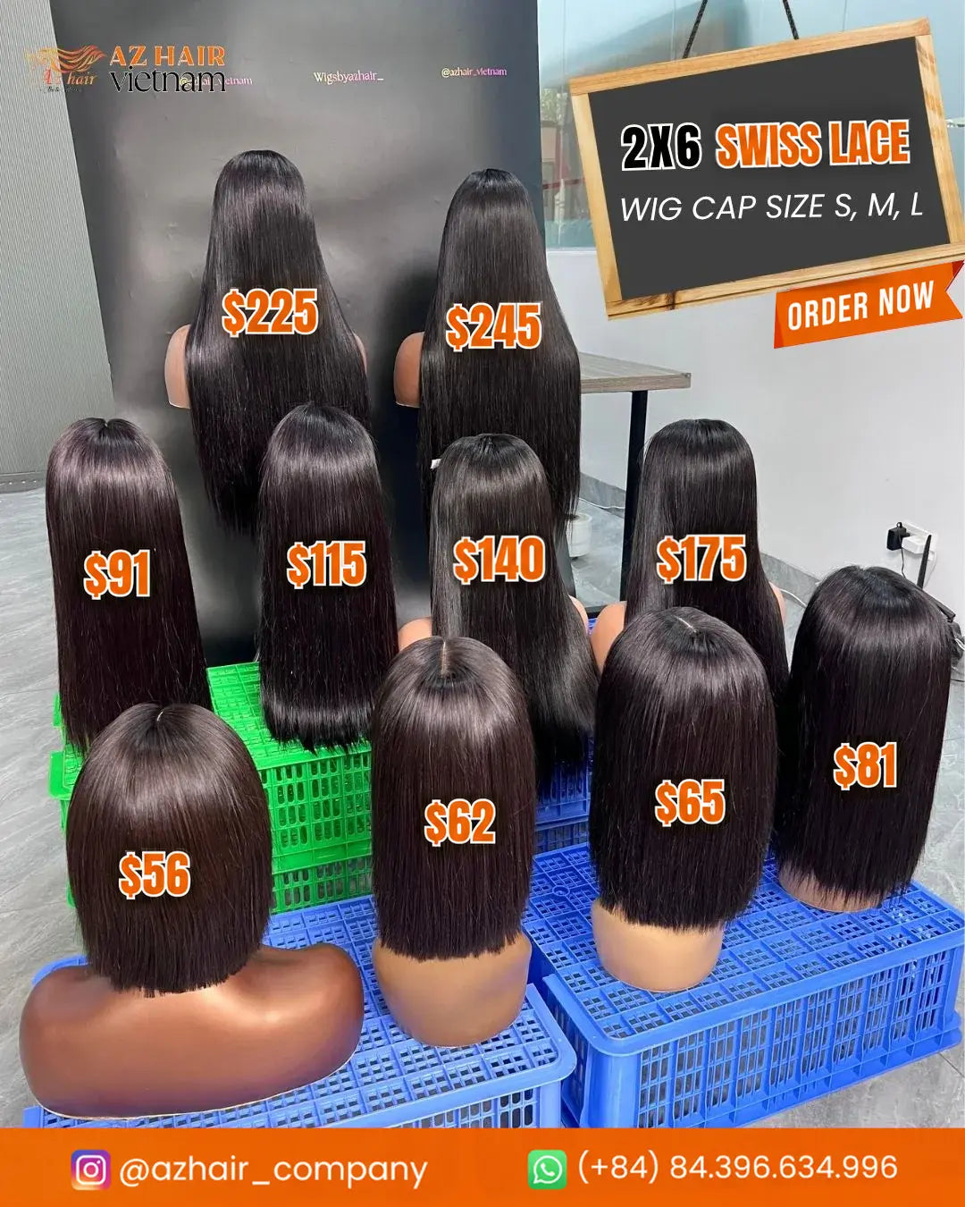 Pre-Made Wig - Swiss Lace Bone Straight | 100% Raw Vietnamese Hair AZ Hair Vietnam