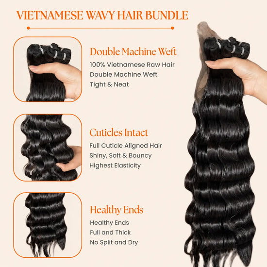 Loose Wave Bundles - Raw Vietnamese Hair | #1B Natural Black AZ Hair Vietnam