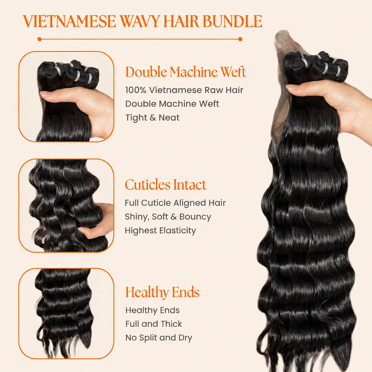 Loose Wave Bundles - Raw Vietnamese Hair | #1B Natural Black AZ Hair Vietnam