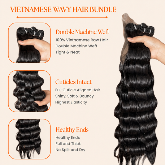 Loose Wave Bundles - Raw Vietnamese Hair | #1B Natural Black