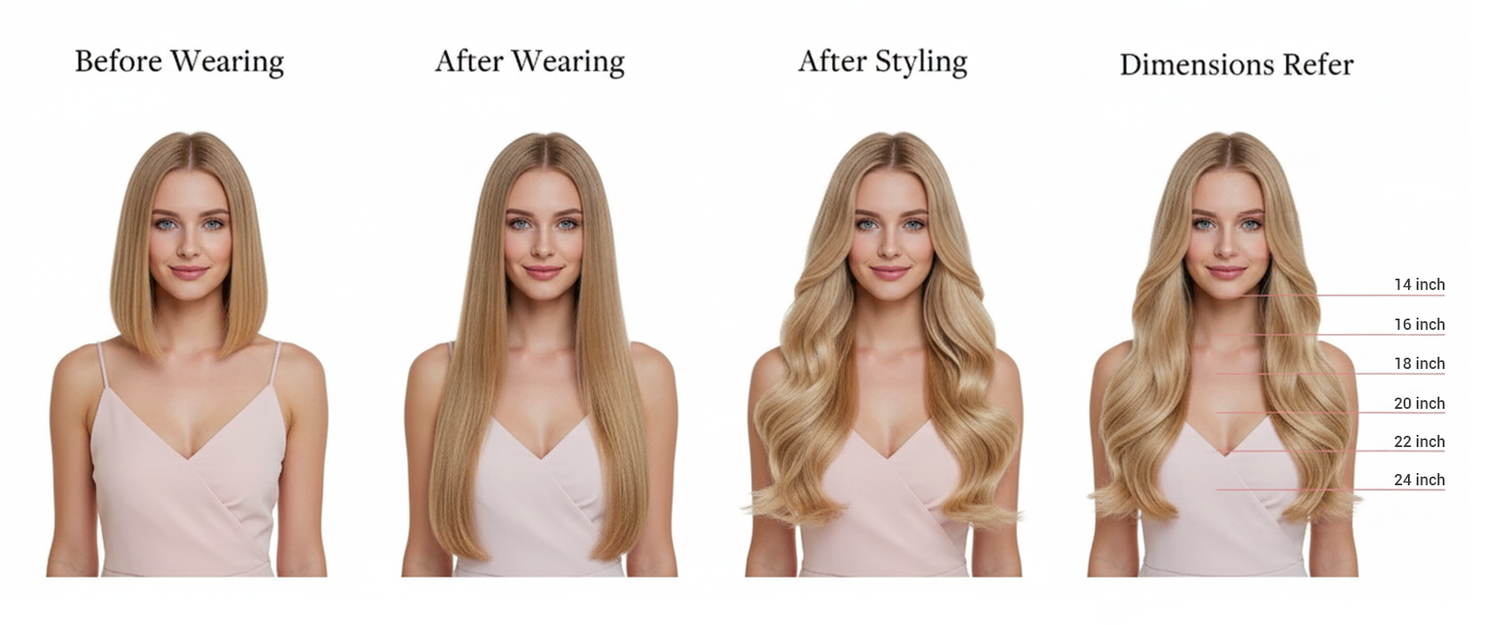 AZ Hair extensions before and after transformation / AZ Hair Vietnam