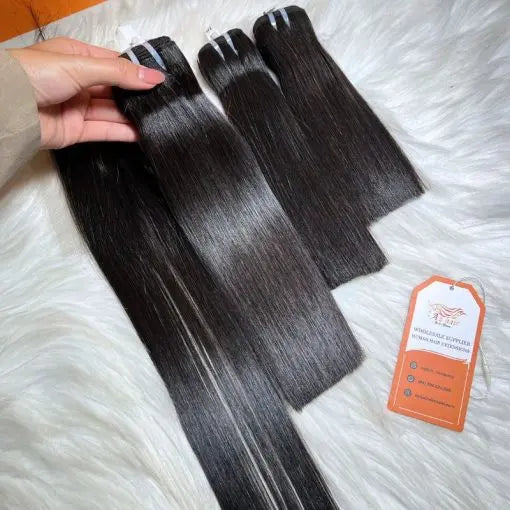 3 Bone Straight Bundles With 2x4 Swiss Lace Closure Texture
