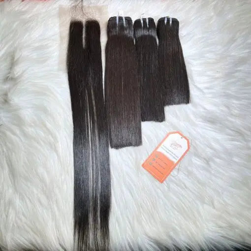3 Bone Straight Bundles With 2x4 Swiss Lace Closure Detail