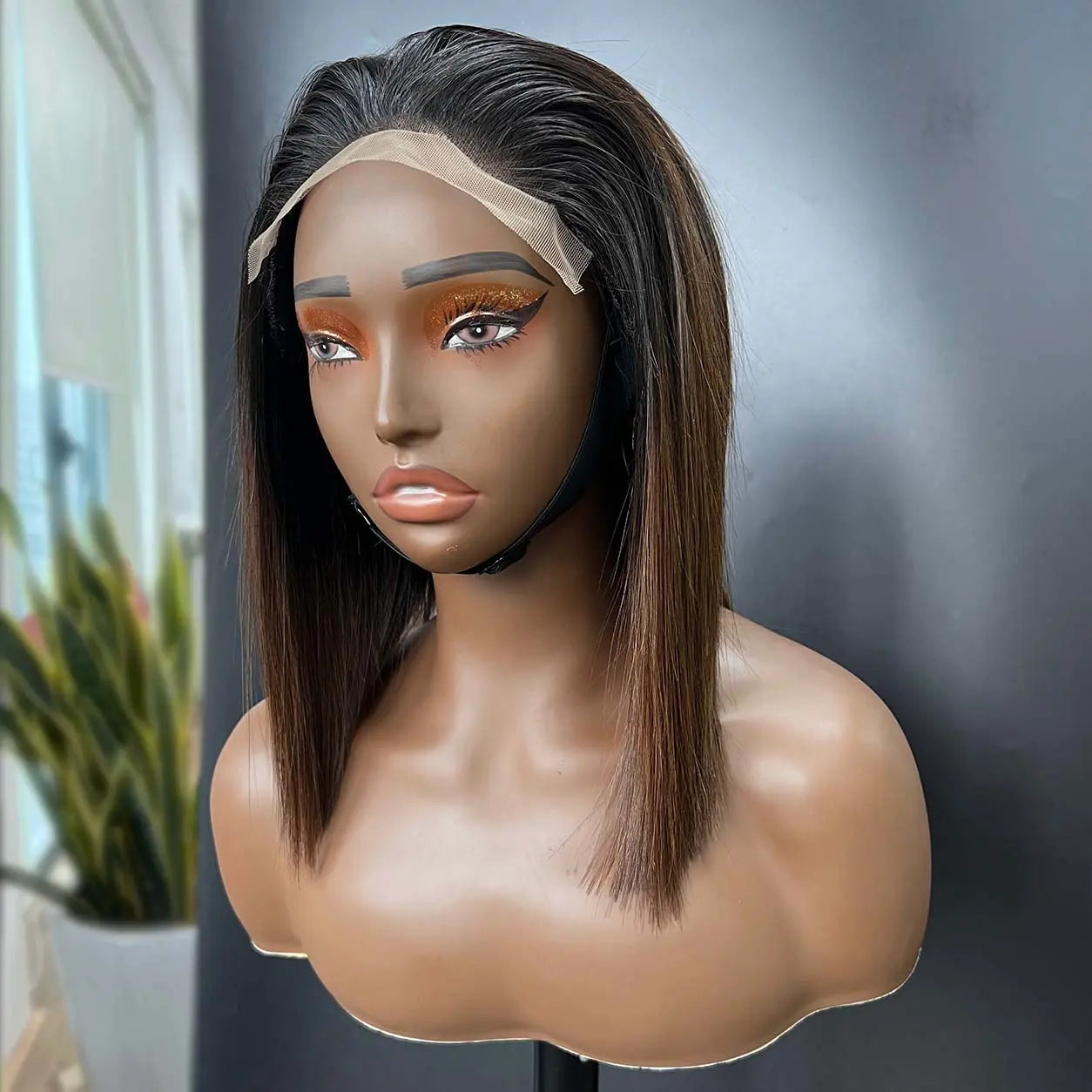 az_hair_5x5_Swiss_Lace_Closure_Wigs_10_Inch_Straight_Brown_Tip Worn