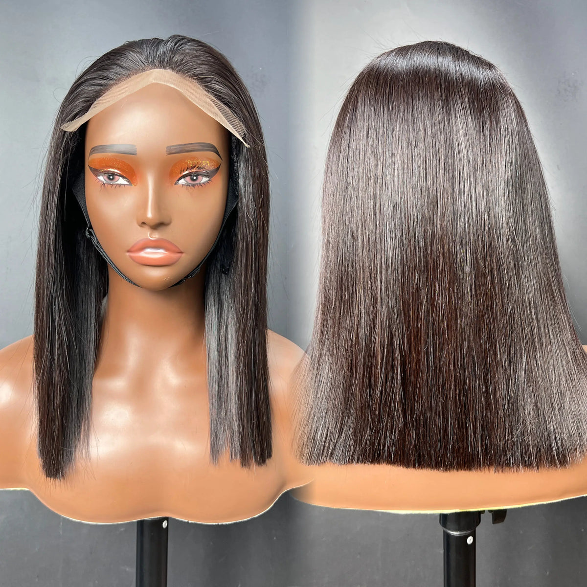 5x5 Swiss Lace Closure Wigs 12 Inch Straight Hero