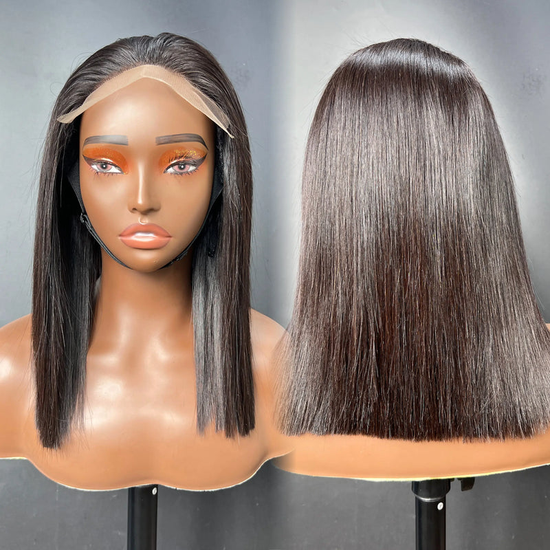 5x5 Swiss Lace Closure Wigs 12 Inch Straight Hero