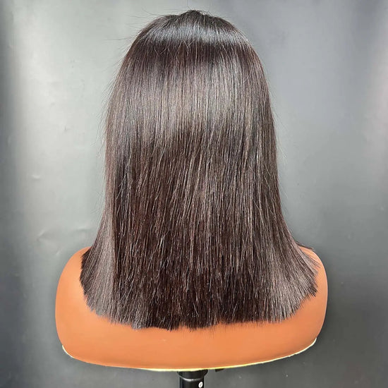 5x5 Swiss Lace Closure Wigs 12 Inch Straight Texture