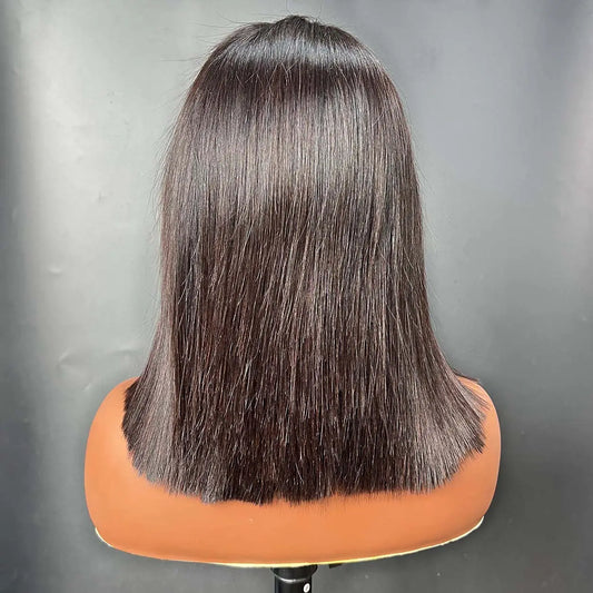 5x5 Swiss Lace Closure Wigs 12 Inch Straight Texture