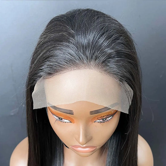 5x5 Swiss Lace Closure Wigs 12 Inch Straight Lace Detail