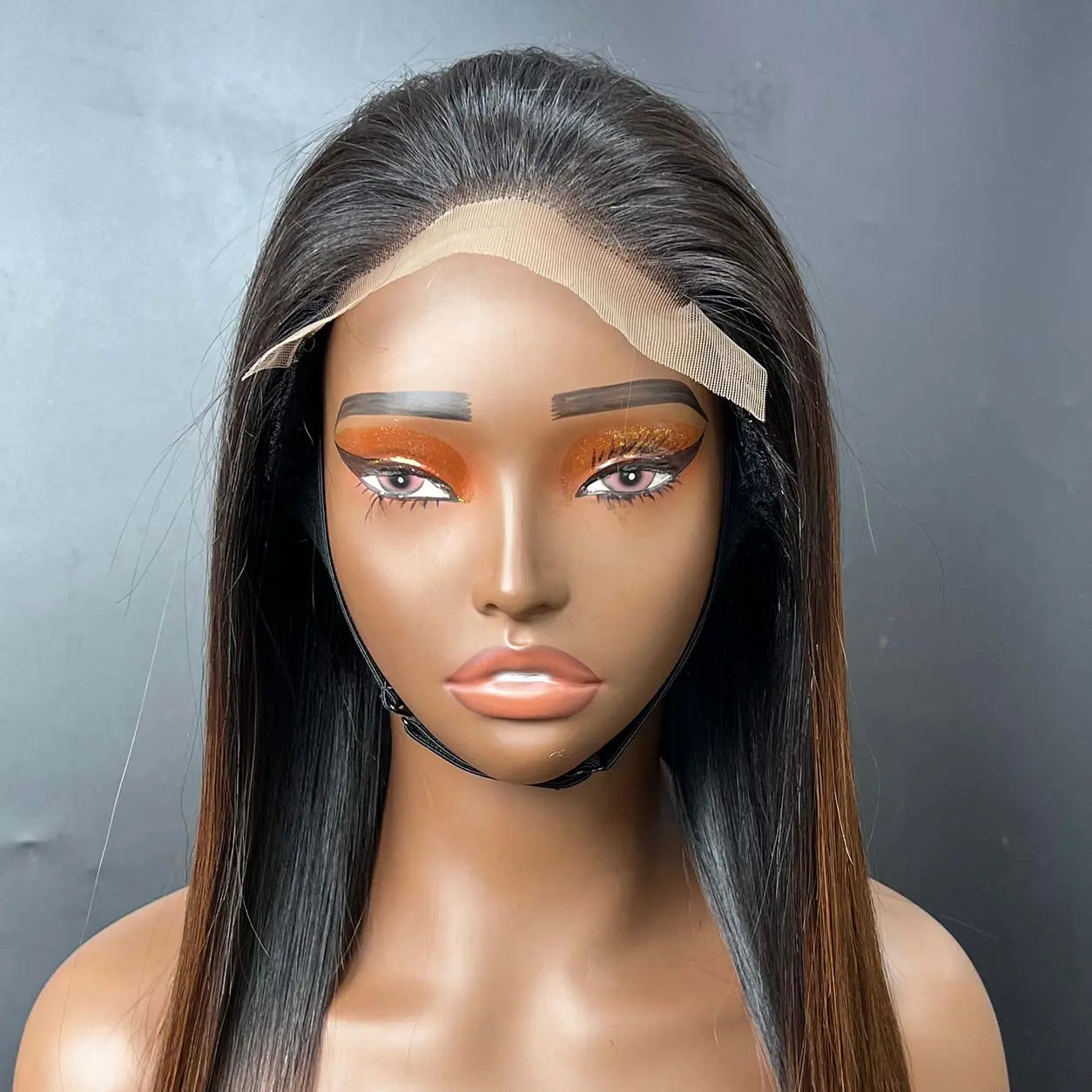 az_hair_5x5_Swiss_Lace_Closure_Wigs_14_Inch_Straight_Brown_Tip Lace Detail