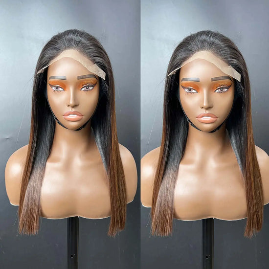 az_hair_5x5_Swiss_Lace_Closure_Wigs_14_Inch_Straight_Brown_Tip Worn