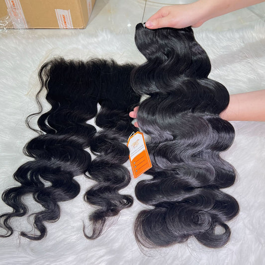 3 Bundles With  13x4 Swiss Lace Frontal Texture