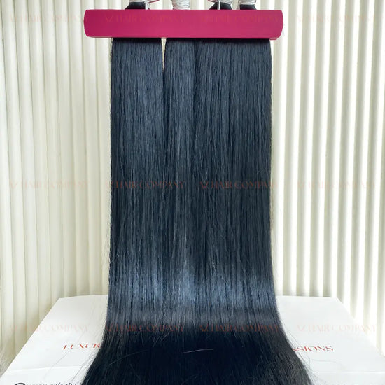 Jet Black (#1) Bone Straight Bulk Hair Extensions 100g / AZ Hair Vietnam 