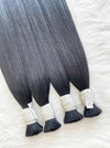 Jet Black (#1) Bone Straight Bulk Hair Extensions 100g / AZ Hair Vietnam 