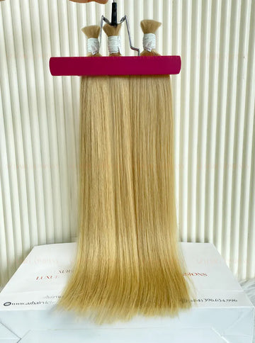 Light Brown #14 Bone Straight Bulk Hair Extensions 100g / AZ Hair Vietnam