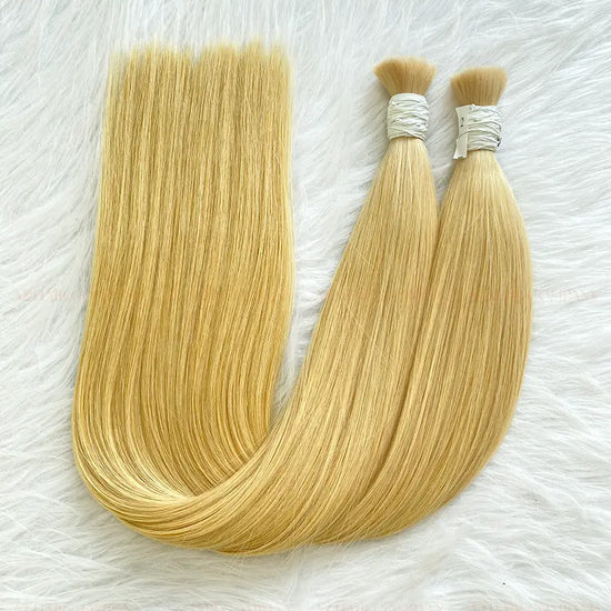 Light Brown #14 Bone Straight Bulk Hair Extensions 100g / AZ Hair Vietnam
